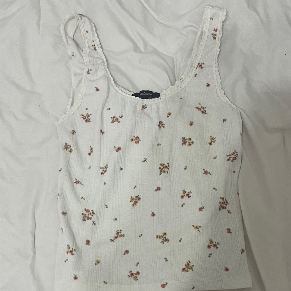 Ambiance White Floral Tank Top